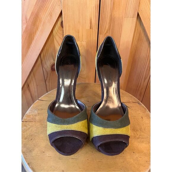 ANNE MICHELLE BLACK GREEN YELLOWPLATFORM 5 INCH PUMP PEEP TOE HEEL SHOES 8.5 - Picture 2 of 8